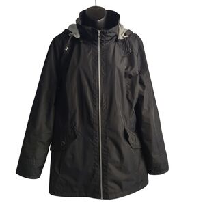 INTL d.e.t.a.i.l.s Women's Black Zip Front Hooded Lined Coat Jacket Size XL